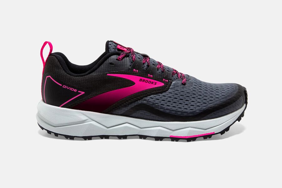 Womens Brooks Divide 2 Trail Shoes Black/Ebony/Pink | Shoes 4591-DHESL